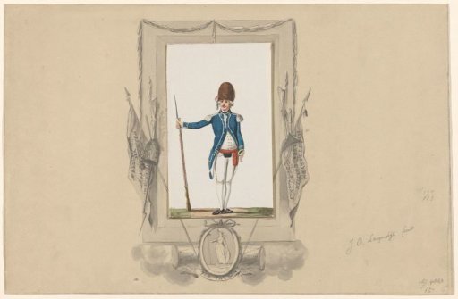 Standing soldier in an ornamental frame