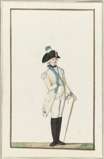Uniform of the cavalry of the Leiden student drill society, ca. 1787