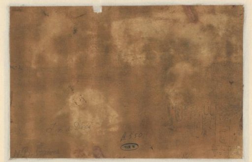 Sketch of an Italian Tower next to a City Wall behind Trees with a Ruined Structure and Park / recto: Five Studies of the Head of a Sheep
