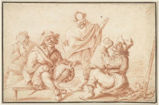 Drinking soldiers in an interior