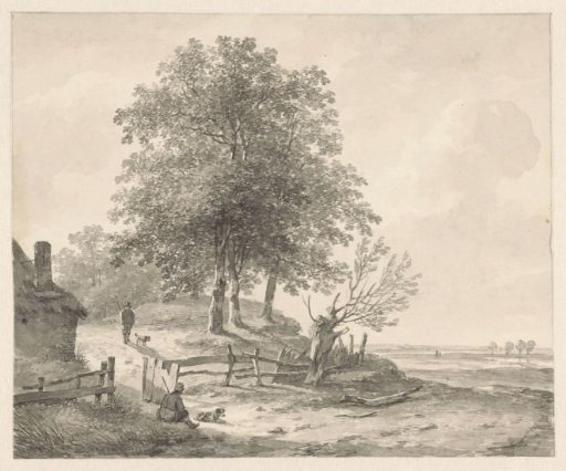 Landscape with a cottage on a hill