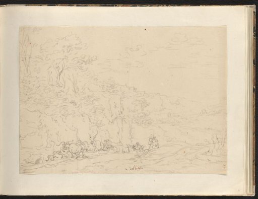 Hilly Landscape with Cattle and Shepherd
