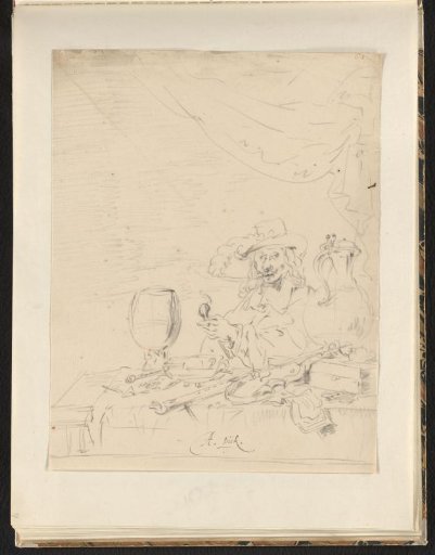 Man smoking a pipe at a table