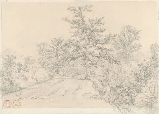 Landscape with a kneeling man in the foreground