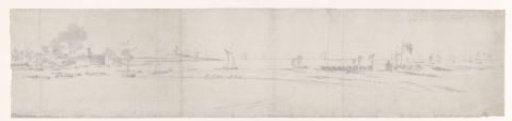 Several ships and boats with crew off the coast at Portsmouth