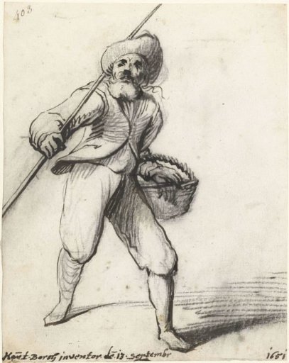 Fisherman with a Rod and Basket