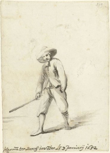 Man with a stick, to the left