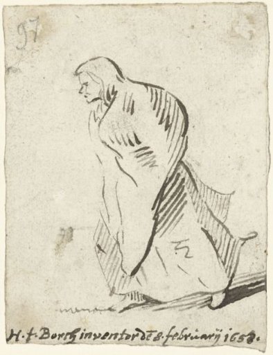 Woman draped in a mantle, facing left