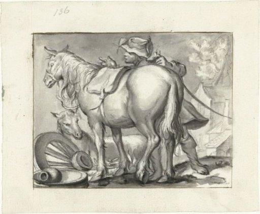 Man Standing Next to Two Horses