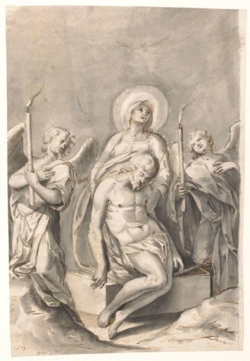The Virgin and the Dead Christ Among Angels