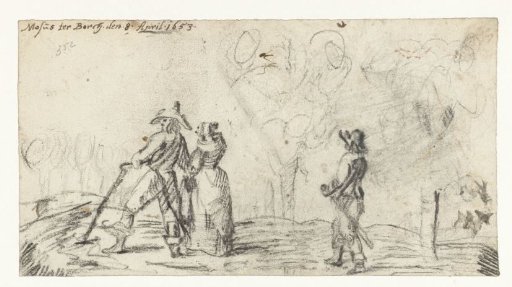 Three walkers in a landscape