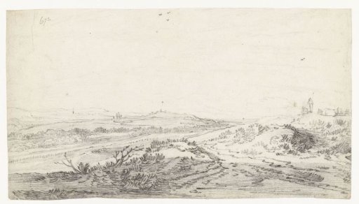 Dune landscape with the sea in the distance