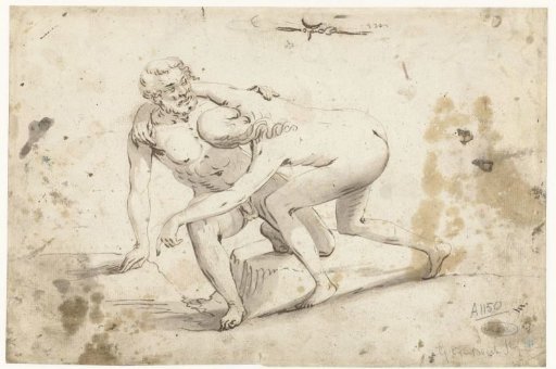 Wrestling Naked Man and Woman