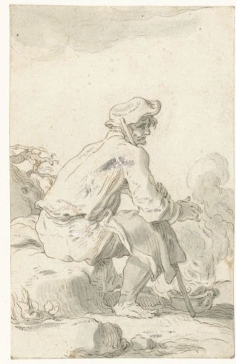 Seated Man by a Fire