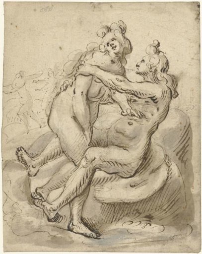 Two wrestling bath nymphs