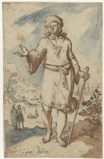 Standing figure with turban, front view