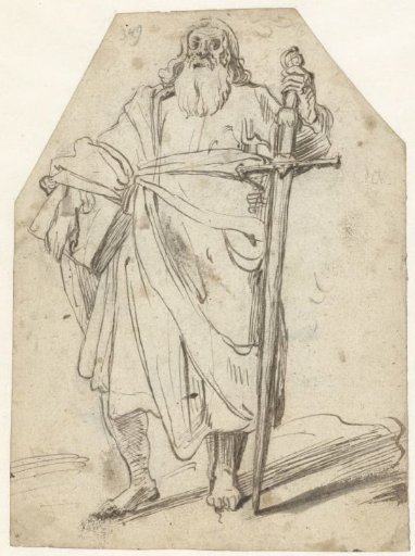 Apostle Paul standing with sword and book