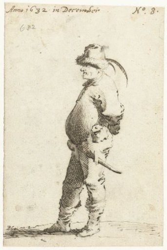 Standing farmer, to the left