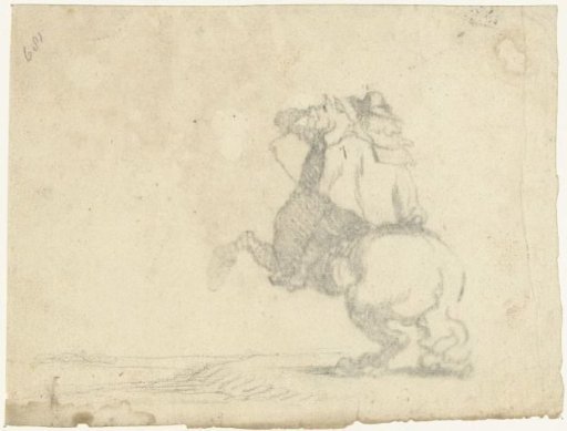 Rearing horse with rider