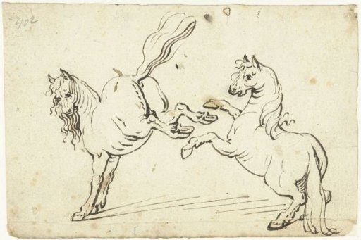 Rearing and galloping horse
