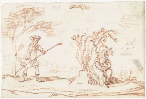 Pastoral scene with two figures