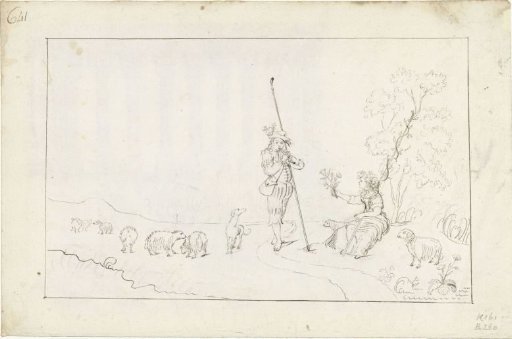 Pastoral scene with shepherd and shepherdess