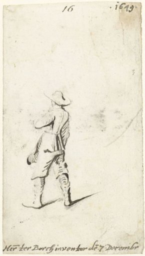 Boy with a stick, from behind