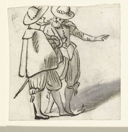 Two standing men talking to each other