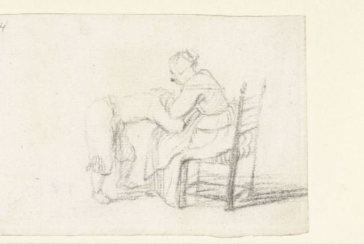 Woman Searching for Fleas in a Boy's Hair, from the Side