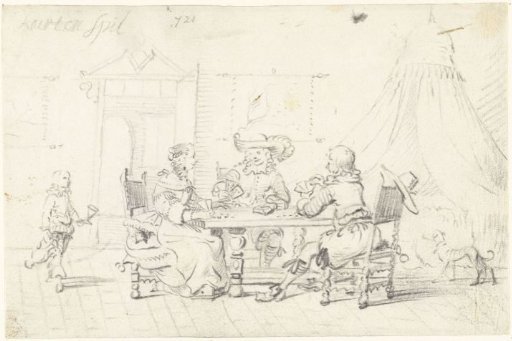 Interior with card players and a servant