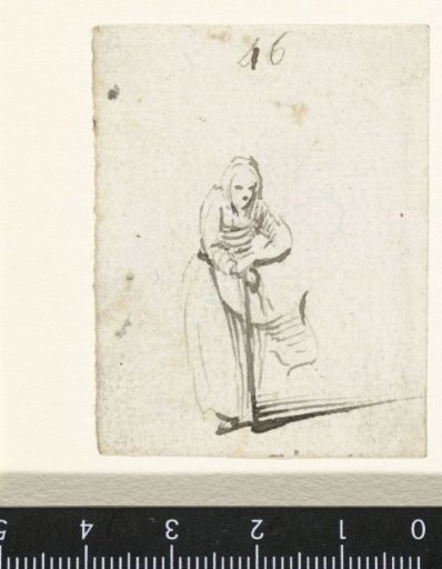 Woman Leaning on a Stick, from the Front