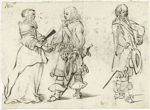 Couple shaking hands and a man turning away
