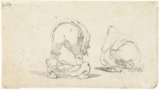 Two Studies of a Man Defecating
