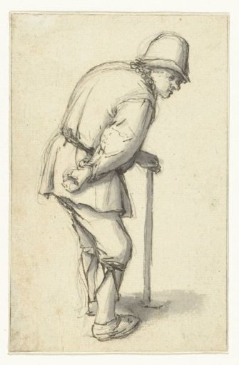 Bent male figure with a stick in the hand