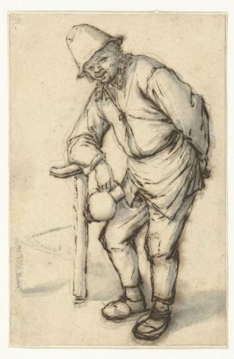Male figure, leaning on a chair
