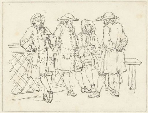 Sketches of standing, leaning and sitting men