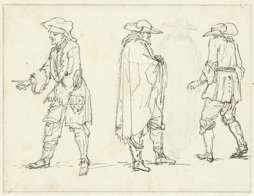 Sketches of three standing men