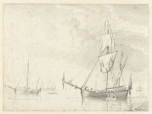 Several vessels on a calm sea