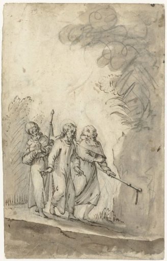 Christ and the disciples on the road to Emmaus