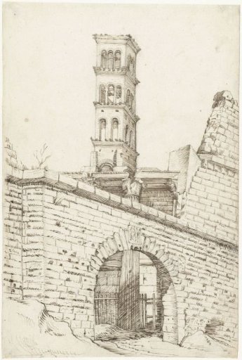 Temple of Mars Ultor and the Arch of Pantanibo in the Forum of Augustus and the Tower of San Basilio