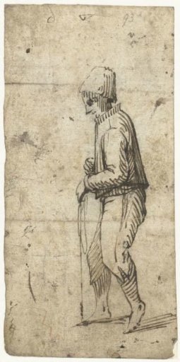 Walking young man in profile