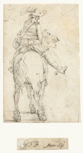 Officer on Horseback, Urinating, Seen from Behind