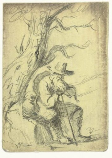 Old man sitting under a tree
