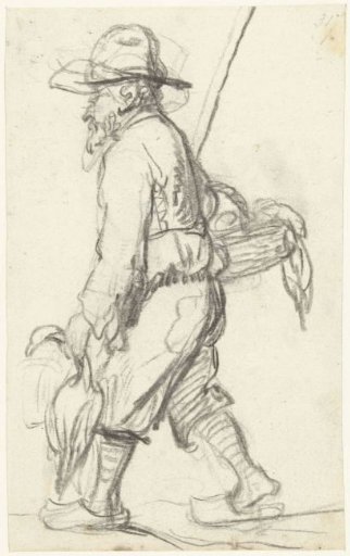 Hunter with a basket of ducks