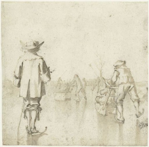 Man Looking at Skaters, Seen from Behind