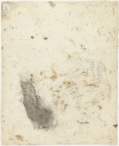 Sketch of a bearded man, seen from behind