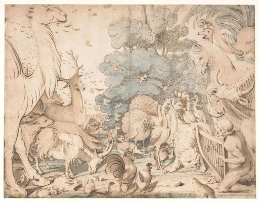 Orpheus enchants the animals with his music