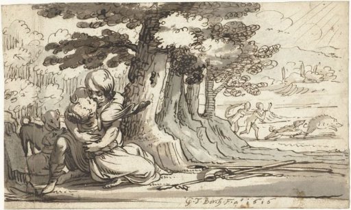 Venus and Adonis in an embrace