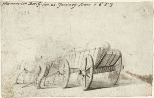 Wagon with Two Horses Beside It