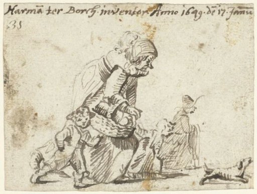 Woman walking with four children